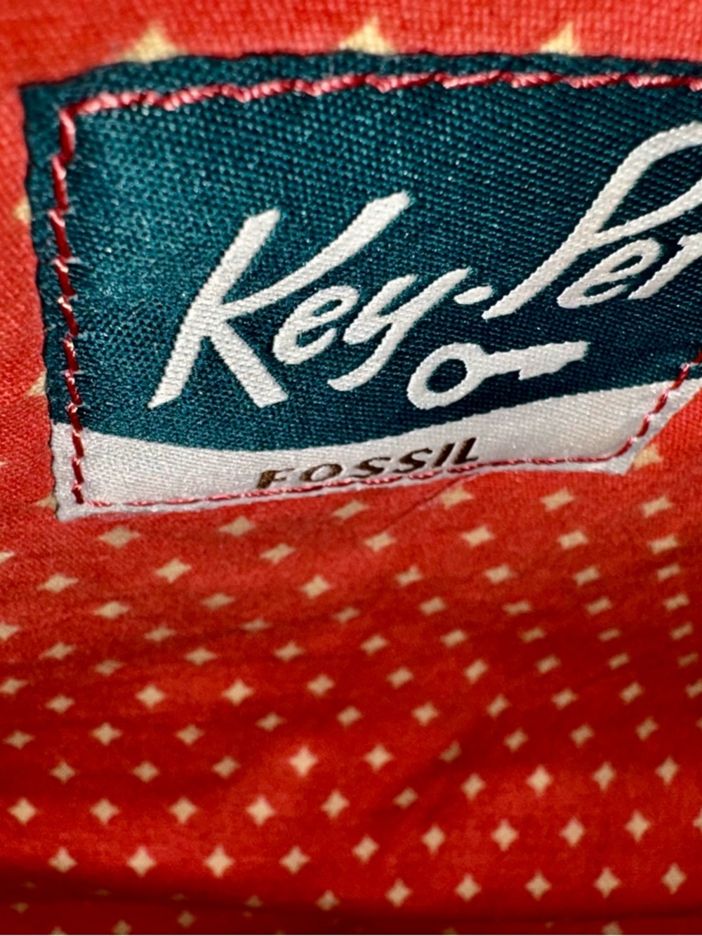 Women's Fossil Key Swan Print Tote Bag in Black and Red - Picture 5 of 6